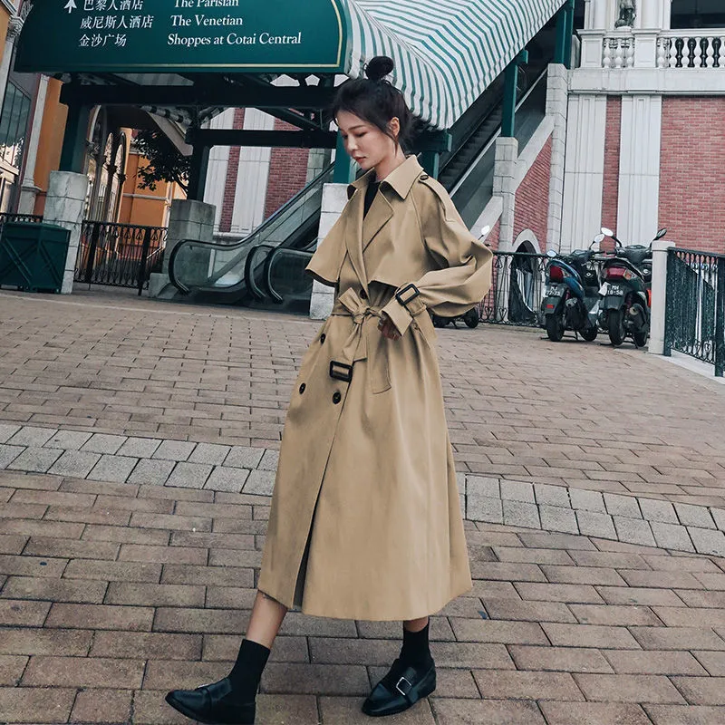 2022 Women Autumn New Design Elegant Windbreakers Slim Midi Trench Coats