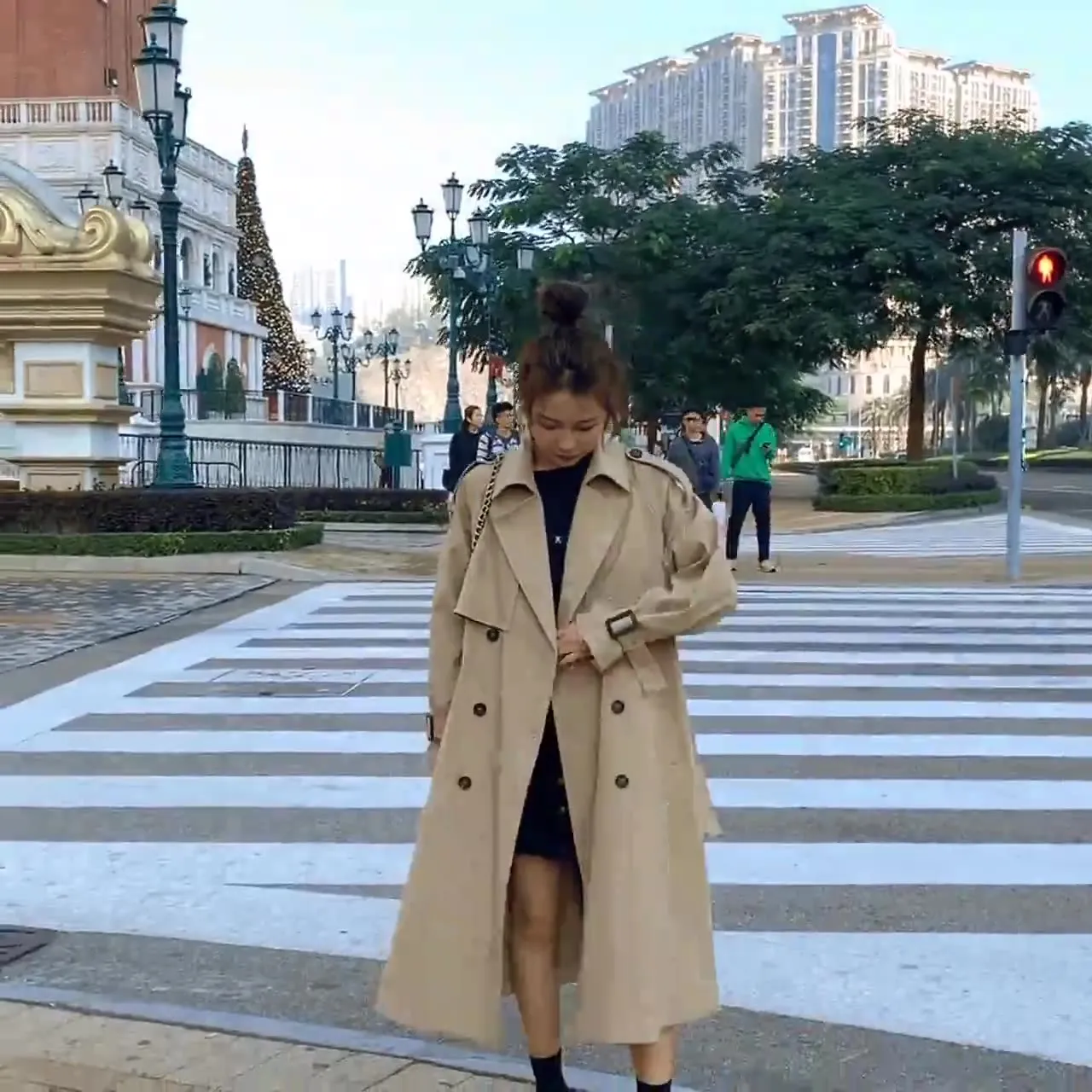 2022 Women Autumn New Design Elegant Windbreakers Slim Midi Trench Coats