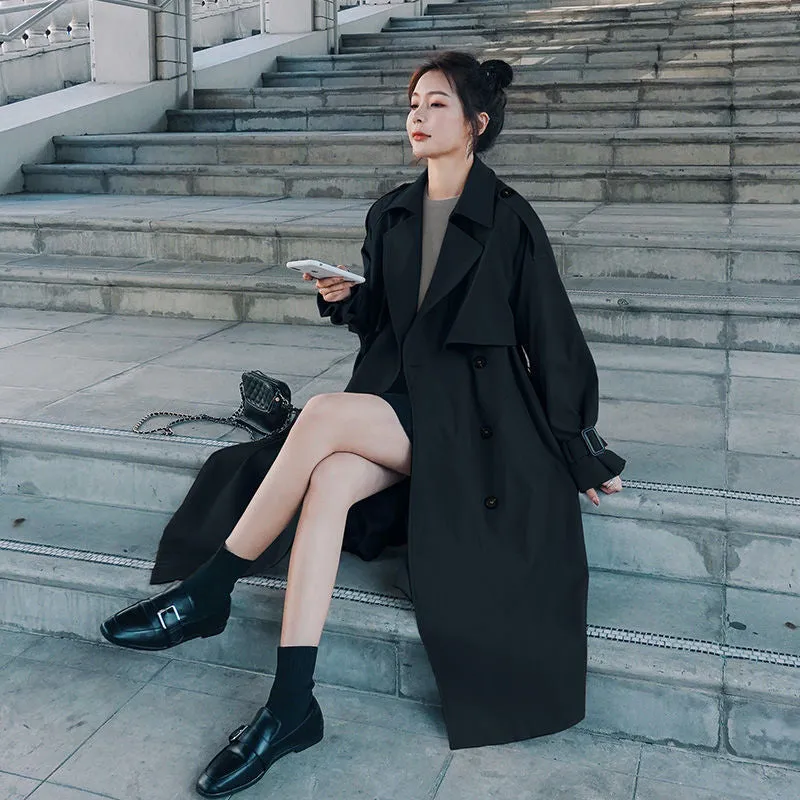 2022 Women Autumn New Design Elegant Windbreakers Slim Midi Trench Coats