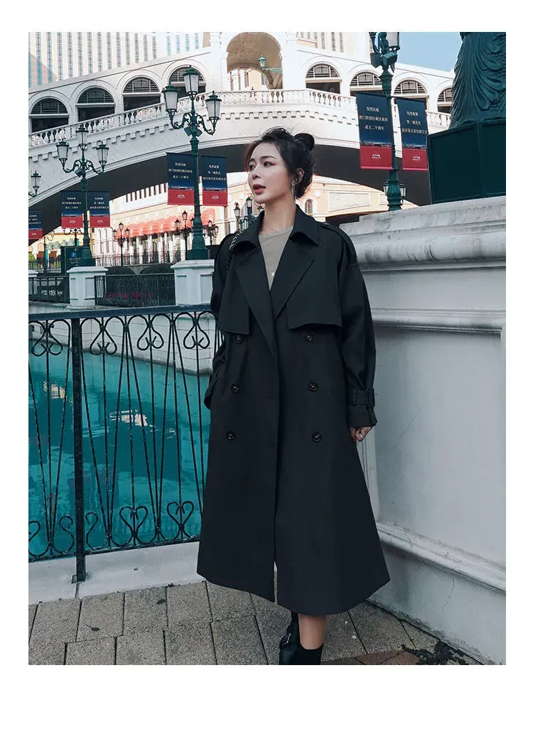 2022 Women Autumn New Design Elegant Windbreakers Slim Midi Trench Coats