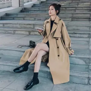 2022 Women Autumn New Design Elegant Windbreakers Slim Midi Trench Coats
