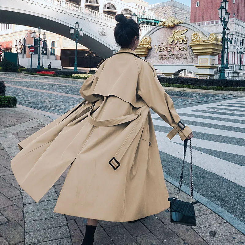 2022 Women Autumn New Design Elegant Windbreakers Slim Midi Trench Coats