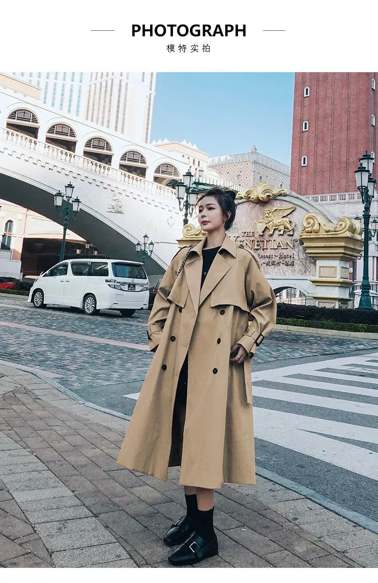 2022 Women Autumn New Design Elegant Windbreakers Slim Midi Trench Coats