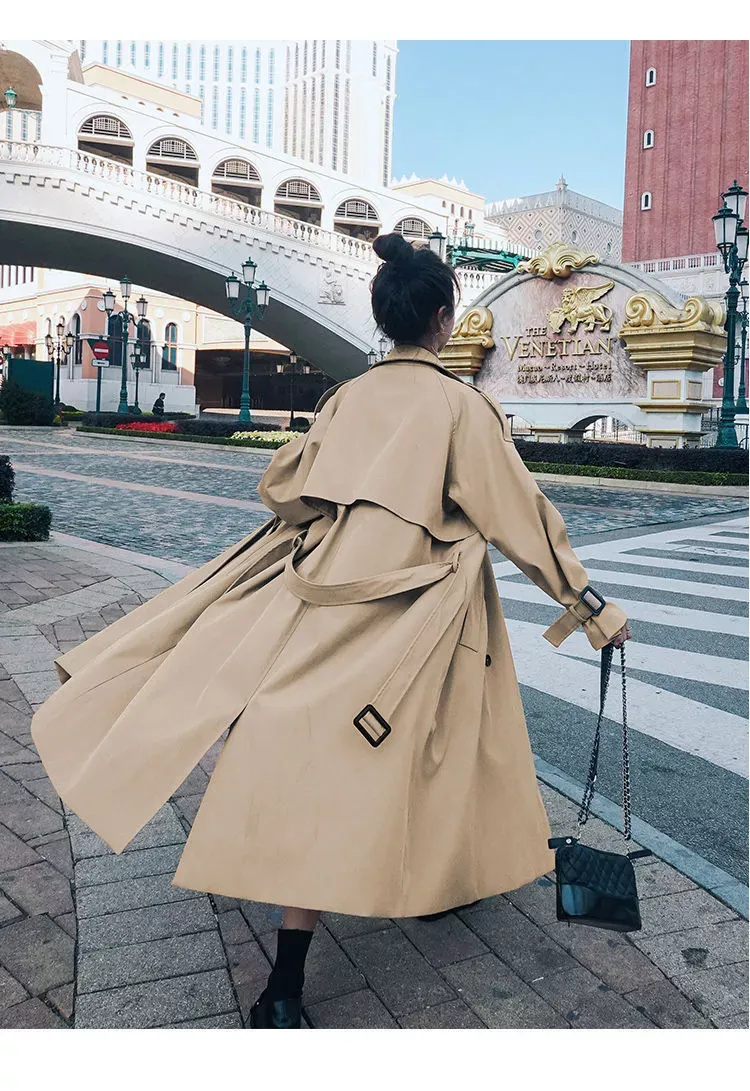 2022 Women Autumn New Design Elegant Windbreakers Slim Midi Trench Coats