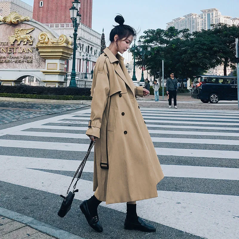 2022 Women Autumn New Design Elegant Windbreakers Slim Midi Trench Coats