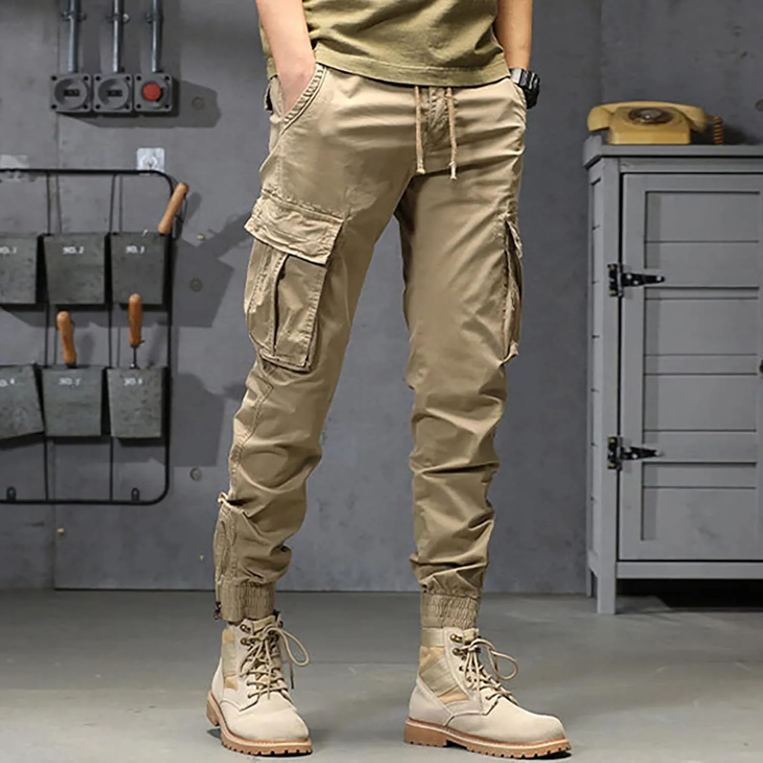 aihihe Cargo Pants and Shorts for Men Relaxed fit Mens 5 Pocket Work Pants Baggy Linen Pant Golf Pants for Men Relaxed fit