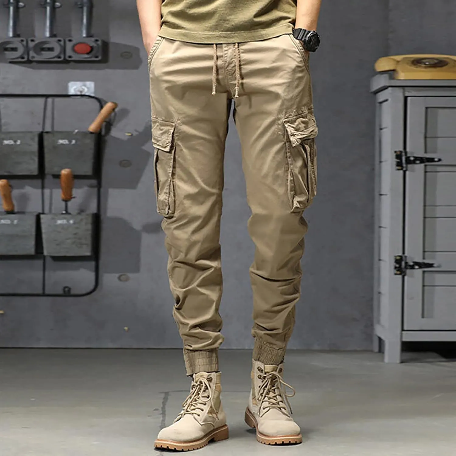 aihihe Cargo Pants and Shorts for Men Relaxed fit Mens 5 Pocket Work Pants Baggy Linen Pant Golf Pants for Men Relaxed fit