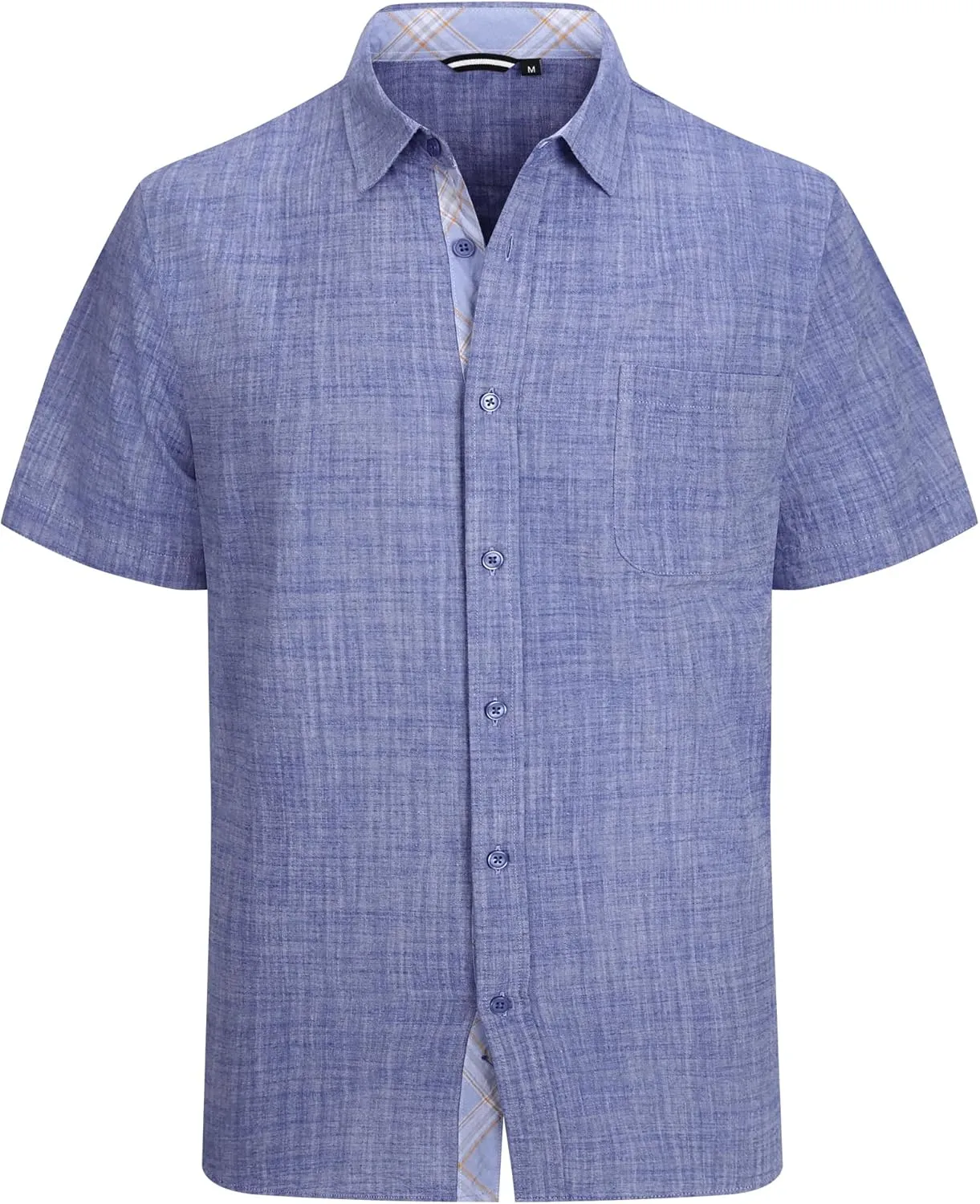 Alex Vando Mens Dress Shirts 4-Way Stretch Wrinkle Free Regular Fit Short Sleeve Men Button Down Shirt