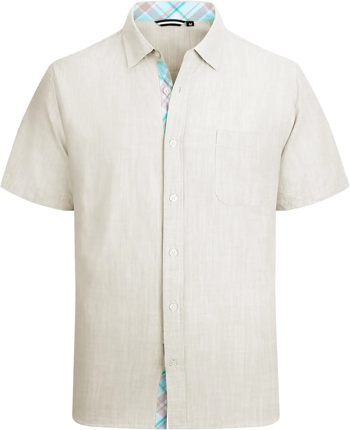 Alex Vando Mens Dress Shirts 4-Way Stretch Wrinkle Free Regular Fit Short Sleeve Men Button Down Shirt