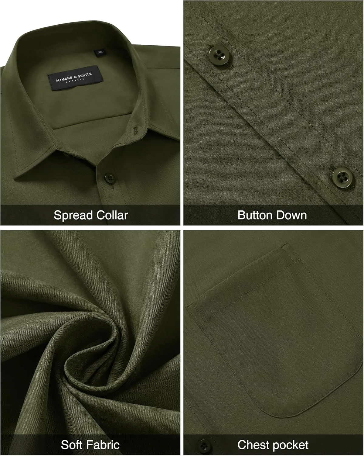 Alimens & Gentle Mens Short Sleeve Dress Shirt Wrinkle Free Solid Casual Button Down Shirts for Summer Business Wedding