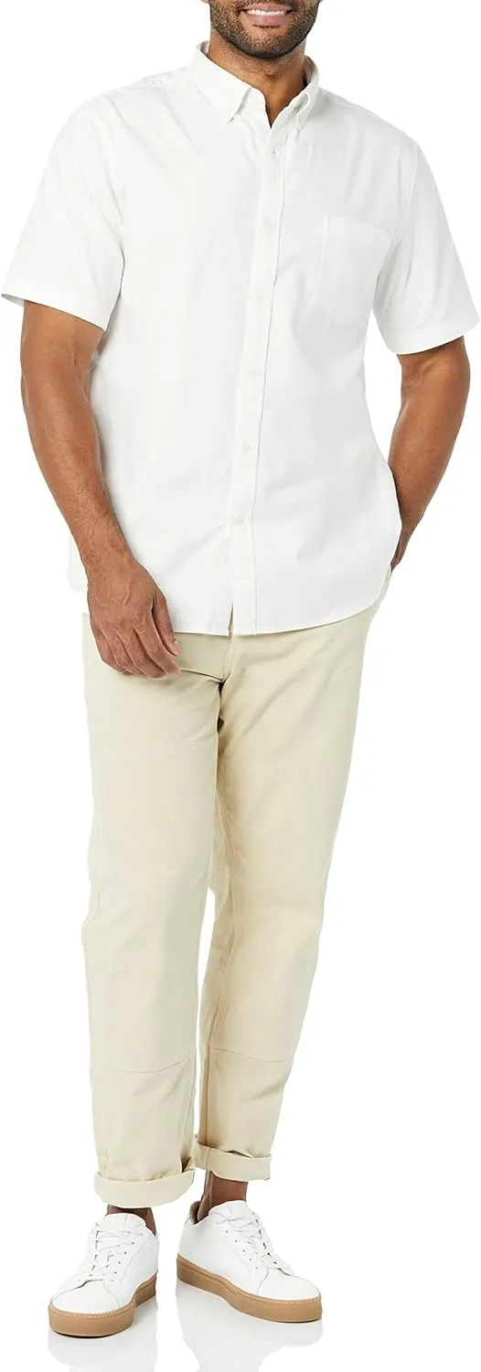 Amazon Essentials Men's Slim-Fit Short Sleeve Stretch Oxford Shirt with Pocket