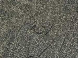 Black & Off White Abstract Printed Georgette Fabric