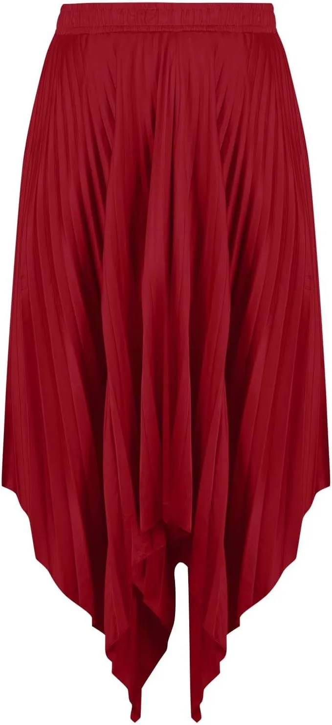 Boho Skirts for Women Casual Soft High Waisted Asymmetrical Maxi Skirt Womens Summer Long Pleated Skirt Midi Length
