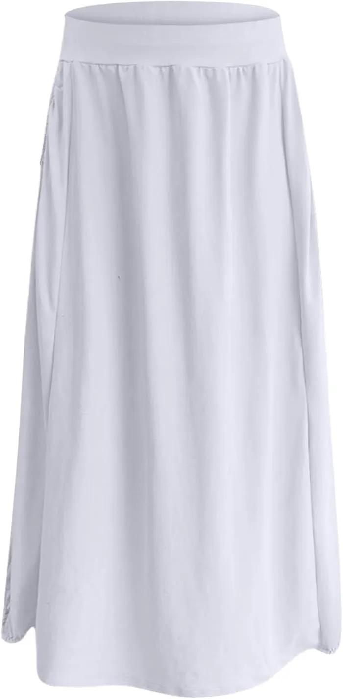 Bubble Skirts for Women 2025 Summer Trendy Elastic Waist Long Skirt Ankle Length Beach Boho Skirt with Pockets