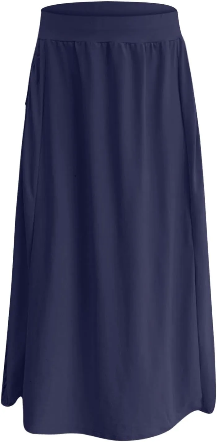 Bubble Skirts for Women 2025 Summer Trendy Elastic Waist Long Skirt Ankle Length Beach Boho Skirt with Pockets