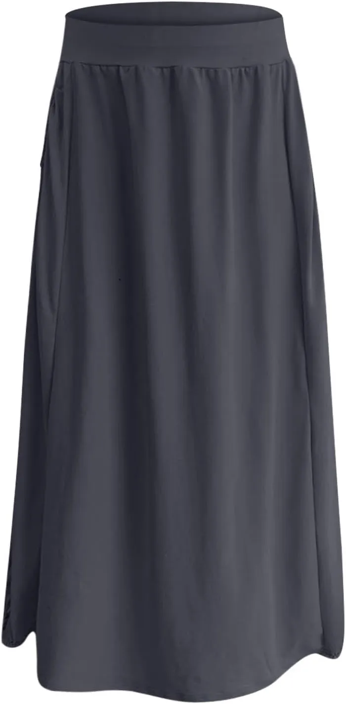 Bubble Skirts for Women 2025 Summer Trendy Elastic Waist Long Skirt Ankle Length Beach Boho Skirt with Pockets