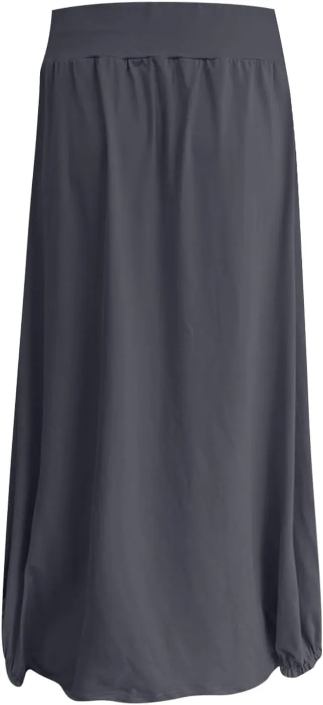 Bubble Skirts for Women 2025 Summer Trendy Elastic Waist Long Skirt Ankle Length Beach Boho Skirt with Pockets