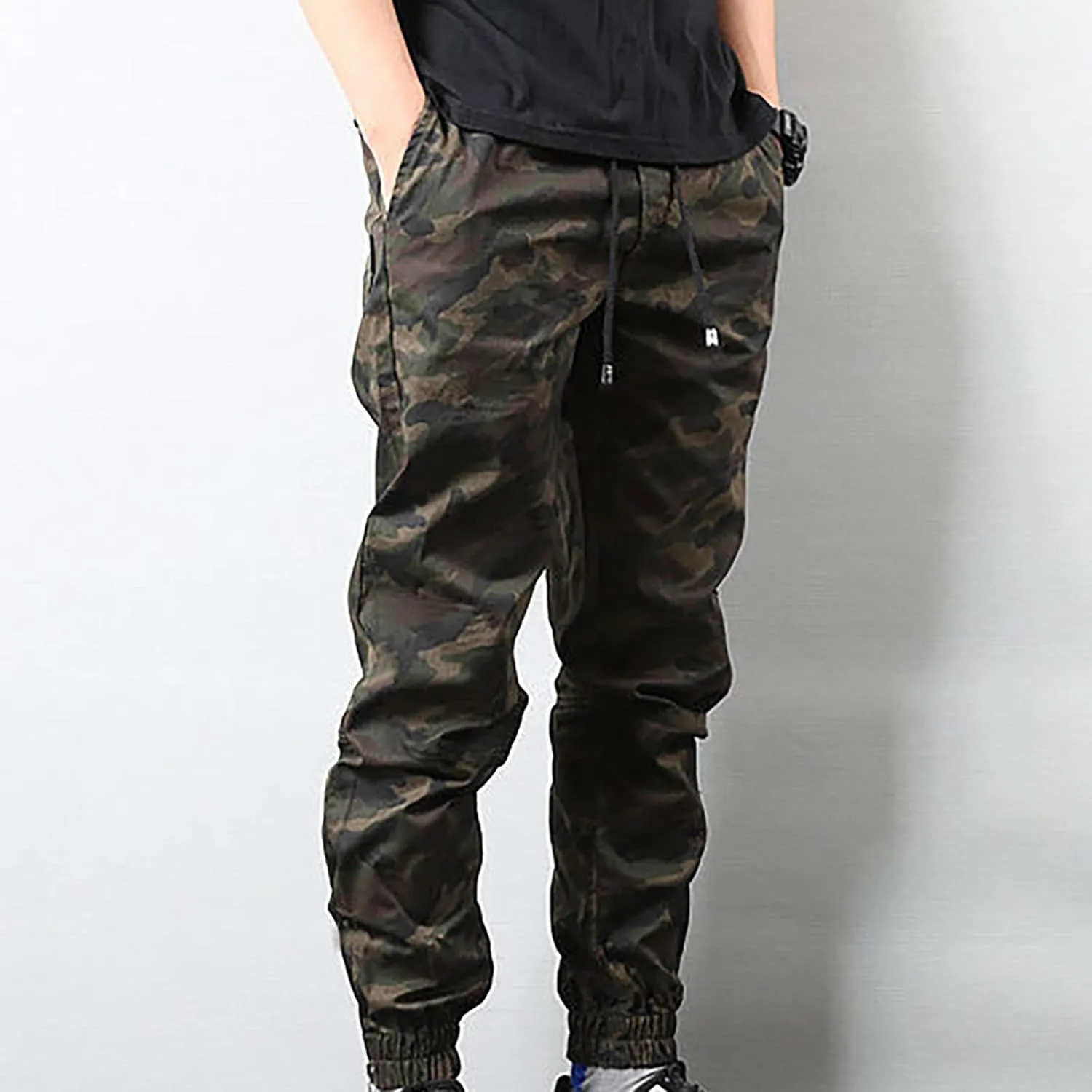 Cargo Trousers for Men Joggers Sweatpants Trousers Men's Heavyweight Cargo Fleece Sweatpants Stretch Elastic Waist