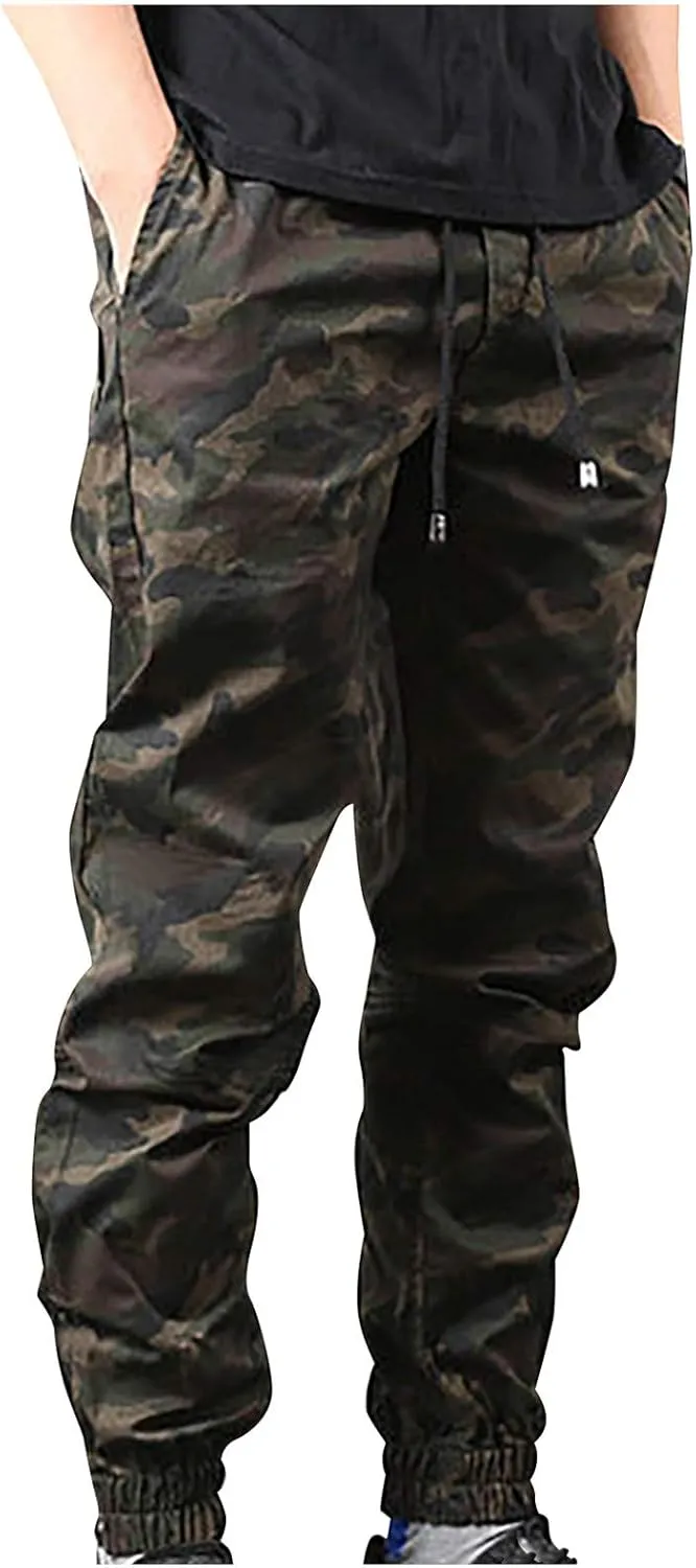 Cargo Trousers for Men Joggers Sweatpants Trousers Men's Heavyweight Cargo Fleece Sweatpants Stretch Elastic Waist