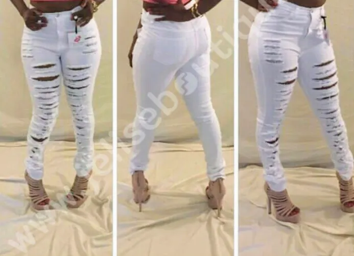 Cut You Off Snow White Destroyed High Waist Denim Skinny Jeans