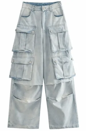 Denim light blue cargo pants