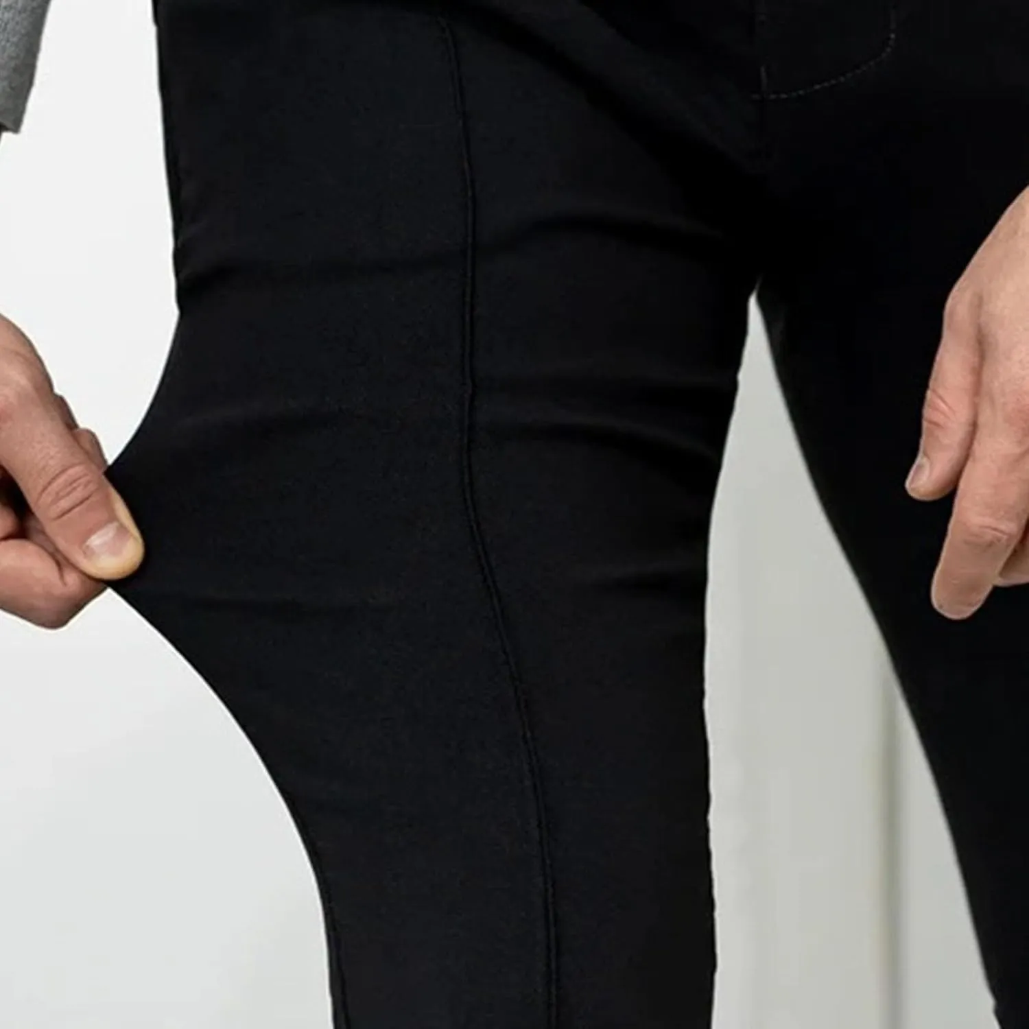 DGHM-JLMY Men's Solid Color Chinos Lightweight Casual Slim Fit Stretch Pants Flat-Front Skinny Regular Dress Pants