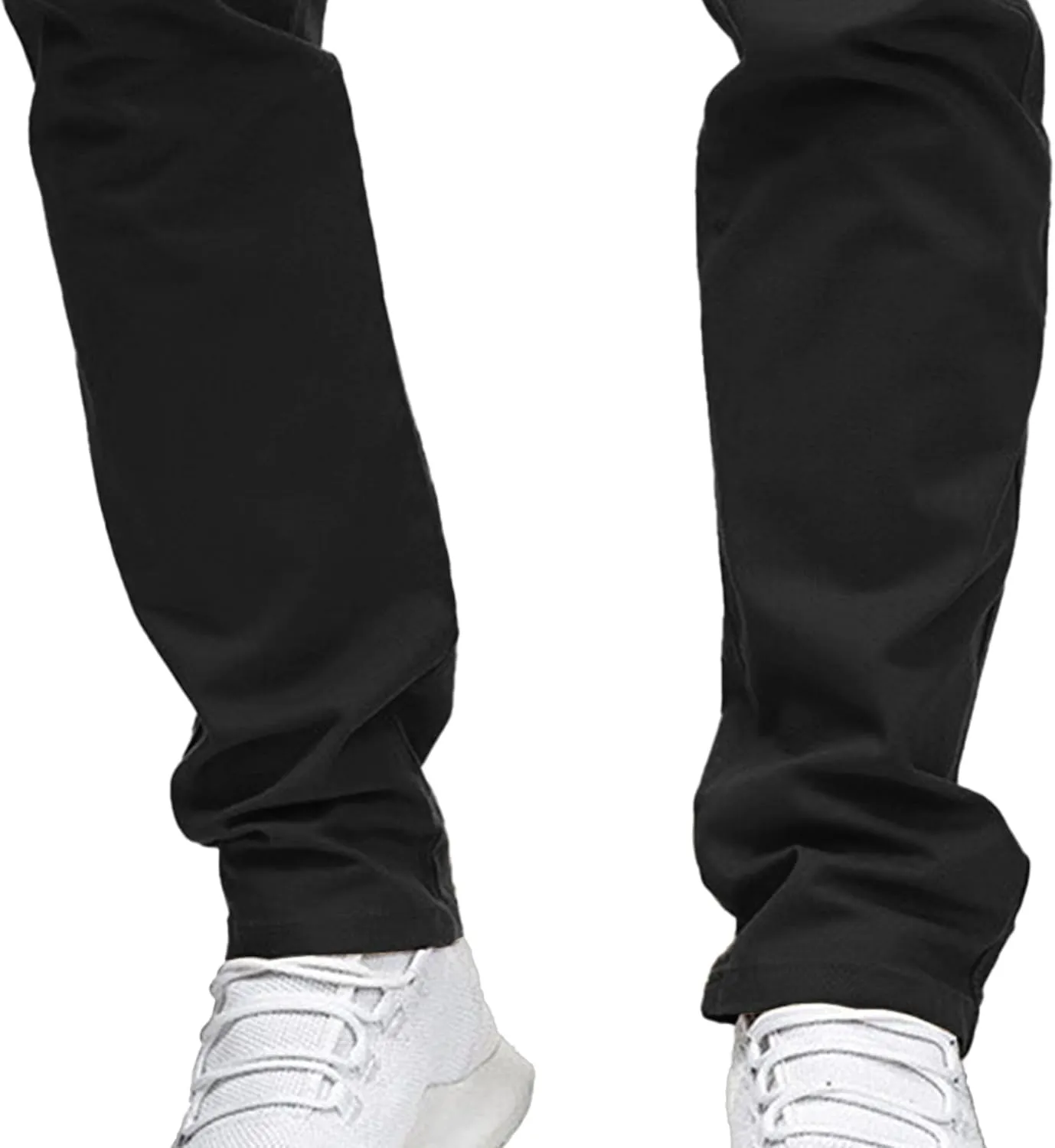 DGHM-JLMY Men's Solid Color Chinos Lightweight Casual Slim Fit Stretch Pants Flat-Front Skinny Regular Dress Pants