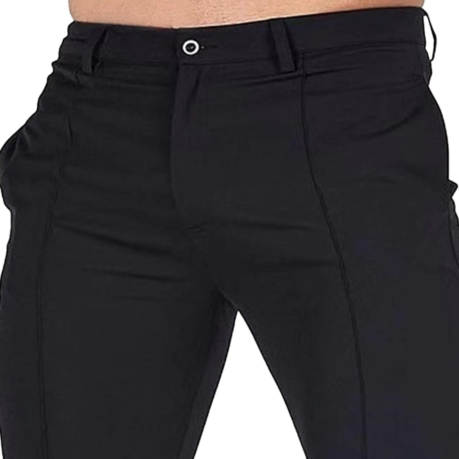 DGHM-JLMY Men's Solid Color Chinos Lightweight Casual Slim Fit Stretch Pants Flat-Front Skinny Regular Dress Pants