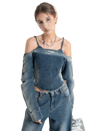 Distressed Denim Top