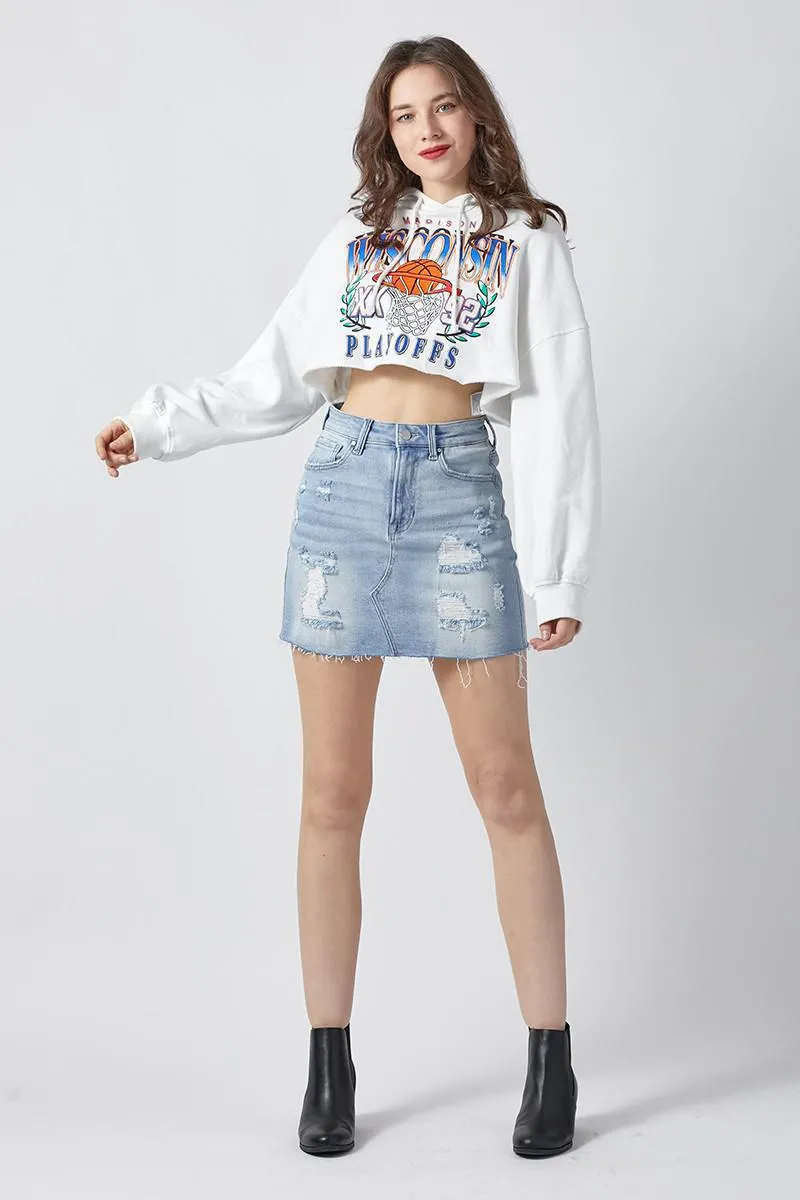 Distressed Mini Skirt