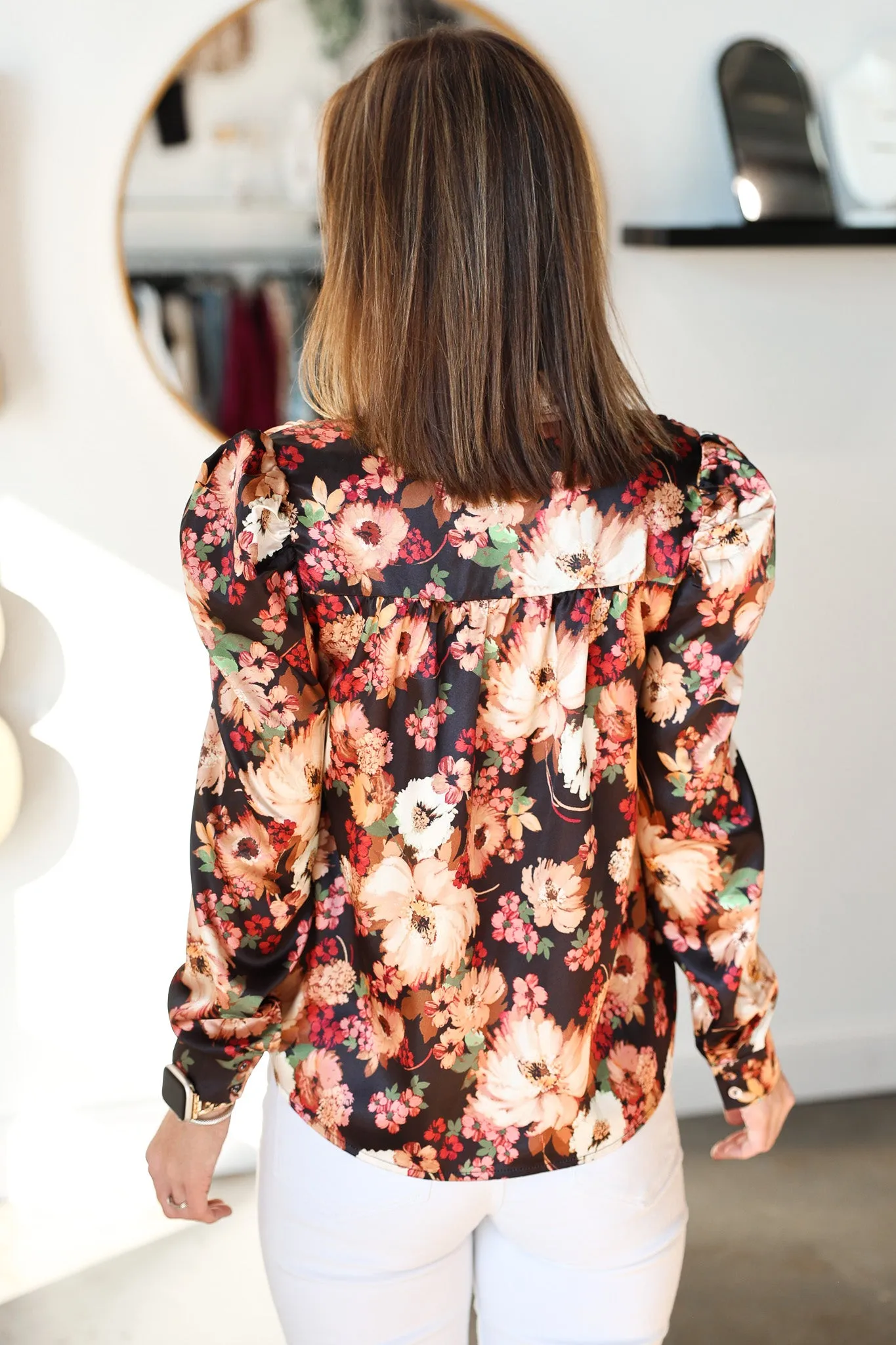Floral Print Satin Blouse