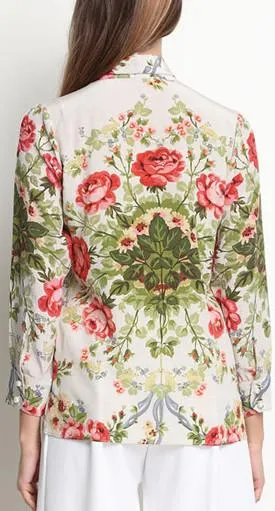 Floral-Printed Pussy-Bow Silk Blouse *Limtied Stock*