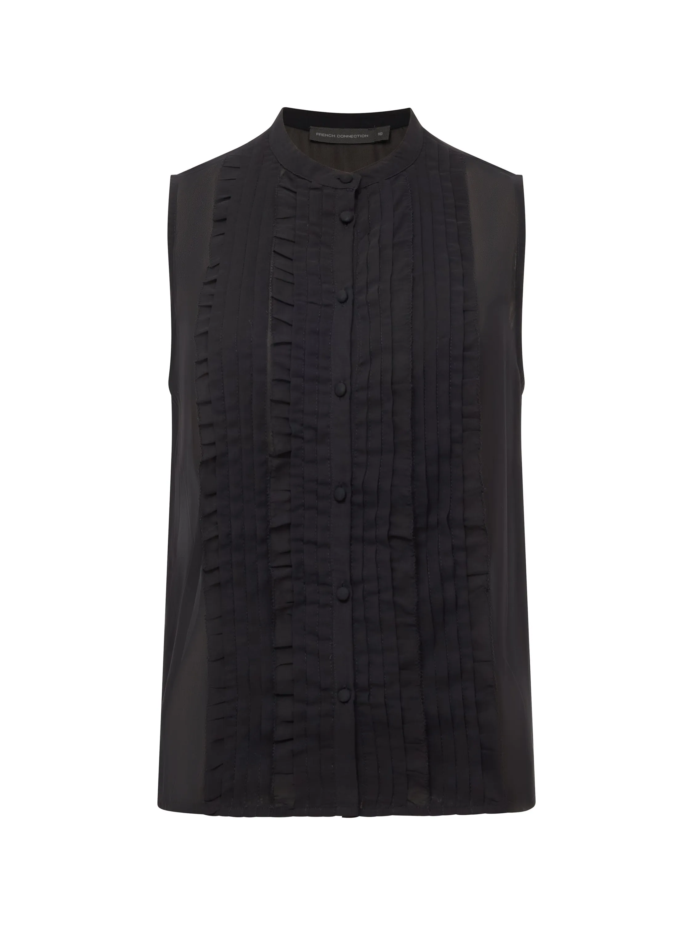 Frill Sleeveless Henley Button Down Tank Top