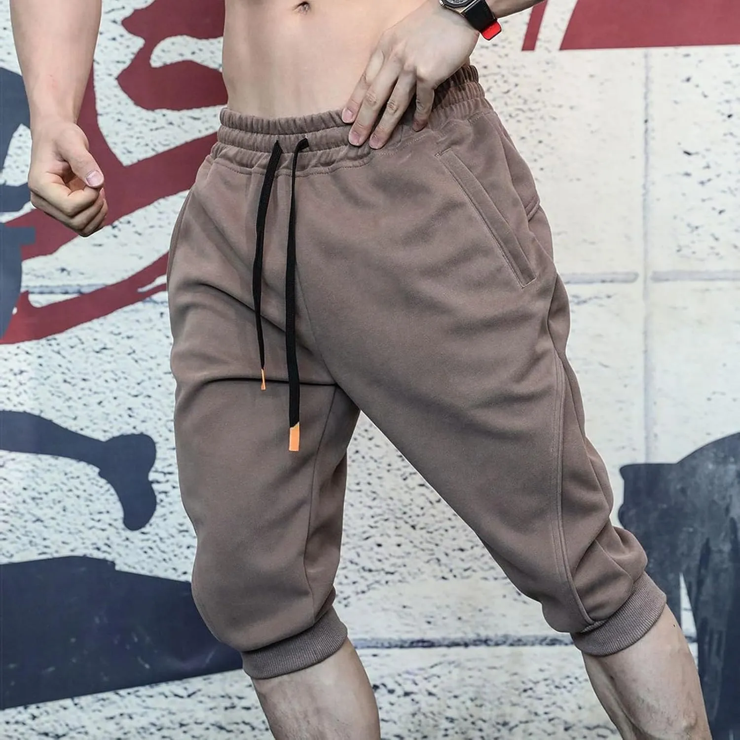 FZVYD Stretch Chinos Mens Joggers Cargo Pants Fashion Casual Sweatpants Work Pants Drawstring Loose Trousers with Pockets