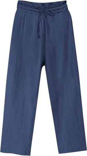 Linen Pants for Women High Waisted Wide Leg Flowy Trousers Drawstring Casual Summer Beach Vacation Pant