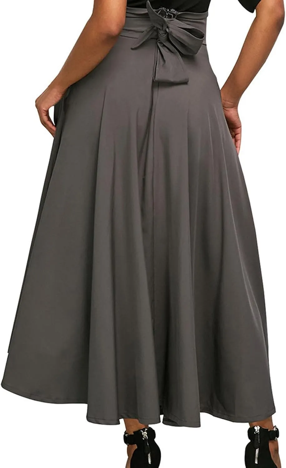 Long Skirts for Women Summer Vintage High Waist Maxi Skirt with Slit Casual Flowy Beach Wrap Skirt with Belt Pockets