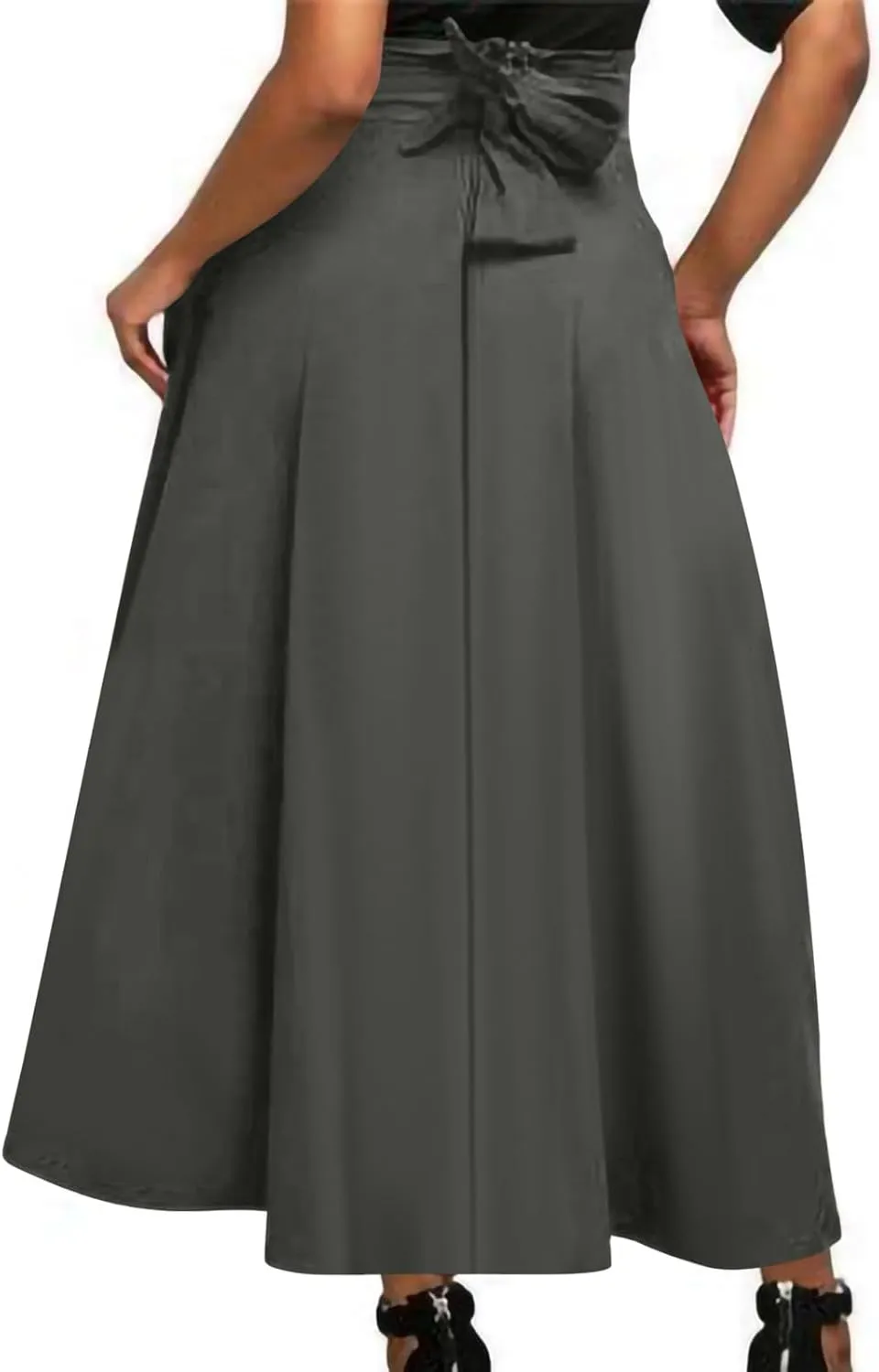 Long Skirts for Women Summer Vintage High Waist Maxi Skirt with Slit Casual Flowy Beach Wrap Skirt with Belt Pockets