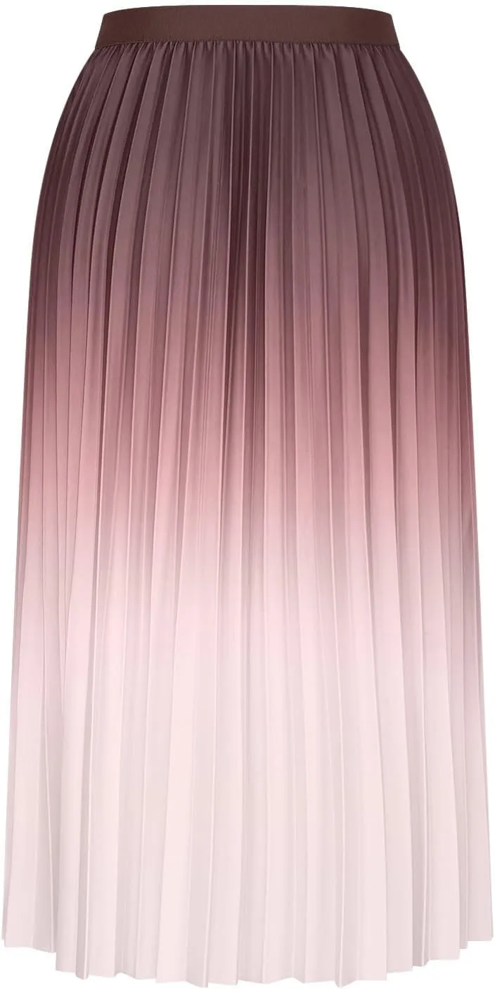 Long Skirts for Women Trendy High Waisted A Line Maxi Skirt Casual Gradient Flowy Pleated Vacation Boho Beach Skirt