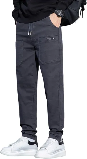 Mens Cargo Pants Slim Fit Multipants - High Stretch Multi-Pocket Durable Cargo Pants Drawstring Tapered Chinos Work Pant