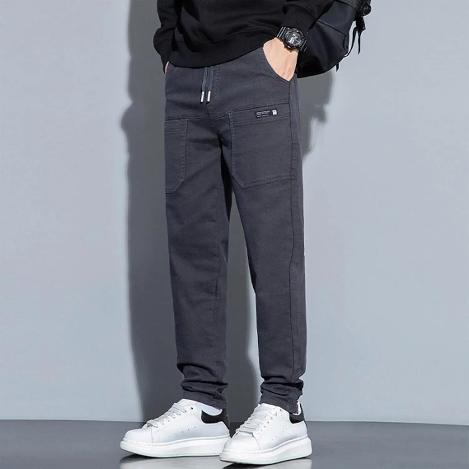 Mens Cargo Pants Slim Fit Multipants - High Stretch Multi-Pocket Durable Cargo Pants Drawstring Tapered Chinos Work Pant