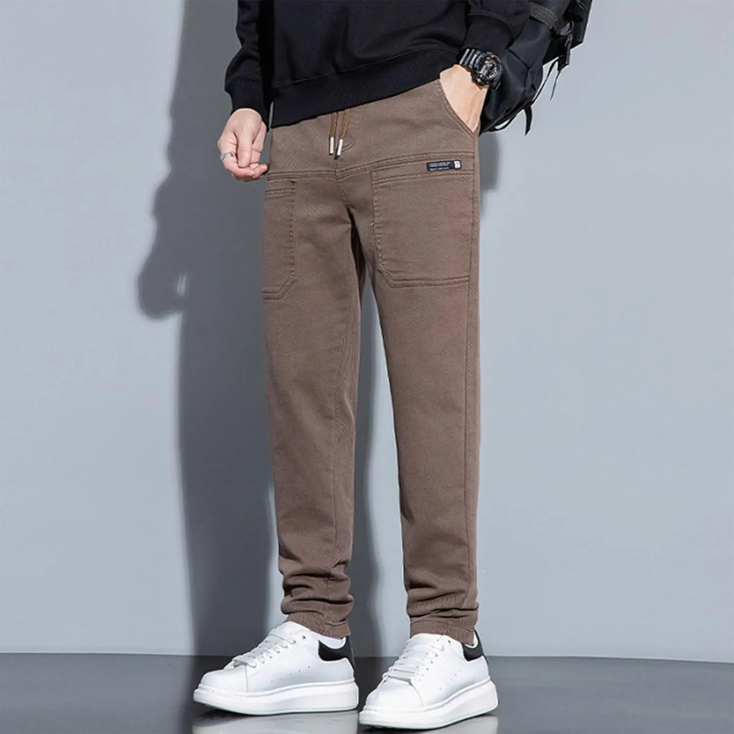 Mens Cargo Pants Slim Fit Multipants - High Stretch Multi-Pocket Durable Cargo Pants Drawstring Tapered Chinos Work Pant