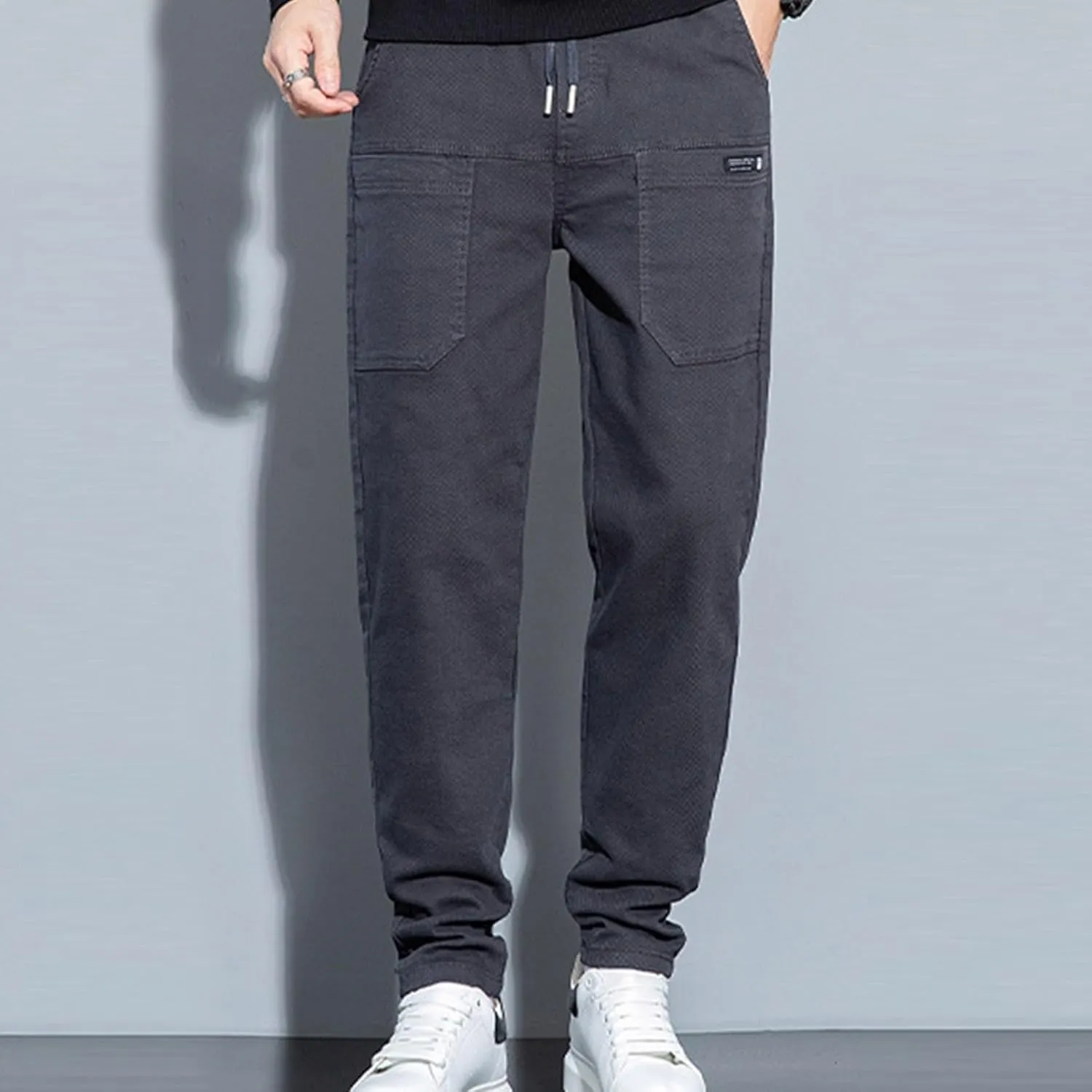 Mens Cargo Pants Slim Fit Multipants - High Stretch Multi-Pocket Durable Cargo Pants Drawstring Tapered Chinos Work Pant
