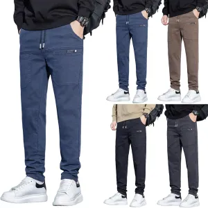 Mens Cargo Pants Slim Fit Multipants - High Stretch Multi-Pocket Durable Cargo Pants Drawstring Tapered Chinos Work Pant