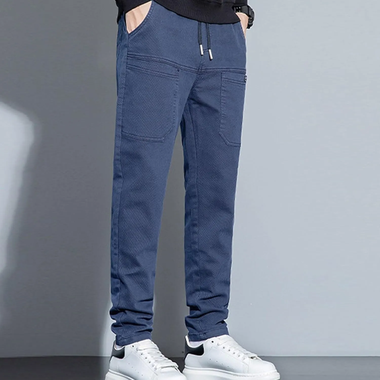 Mens Cargo Pants Slim Fit Multipants - High Stretch Multi-Pocket Durable Cargo Pants Drawstring Tapered Chinos Work Pant