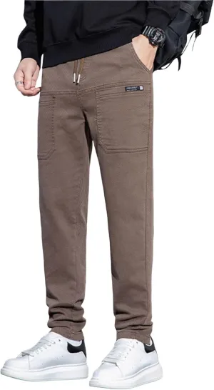 Mens Cargo Pants Slim Fit Multipants - High Stretch Multi-Pocket Durable Cargo Pants Drawstring Tapered Chinos Work Pant