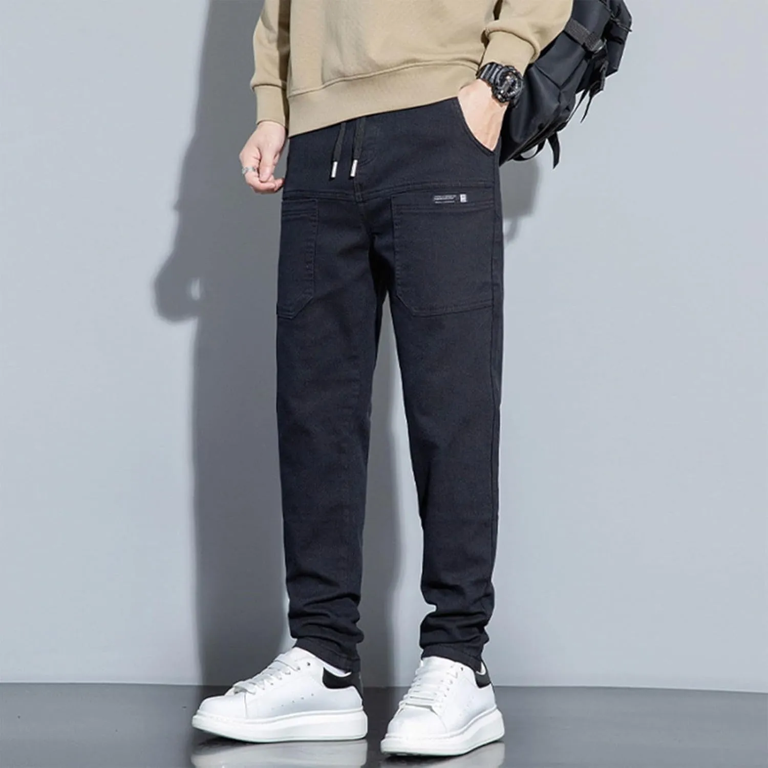 Mens Cargo Pants Slim Fit Multipants - High Stretch Multi-Pocket Durable Cargo Pants Drawstring Tapered Chinos Work Pant