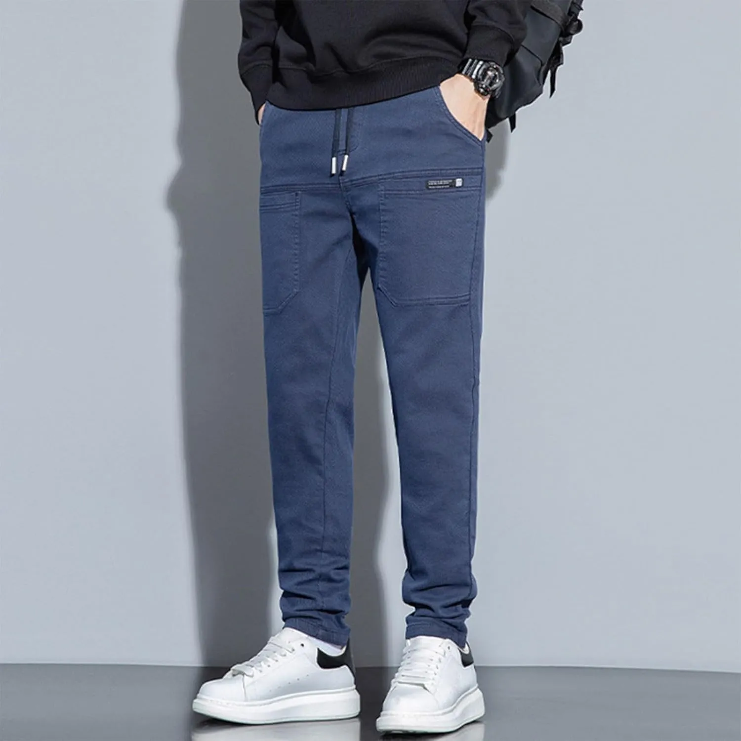 Mens Cargo Pants Slim Fit Multipants - High Stretch Multi-Pocket Durable Cargo Pants Drawstring Tapered Chinos Work Pant