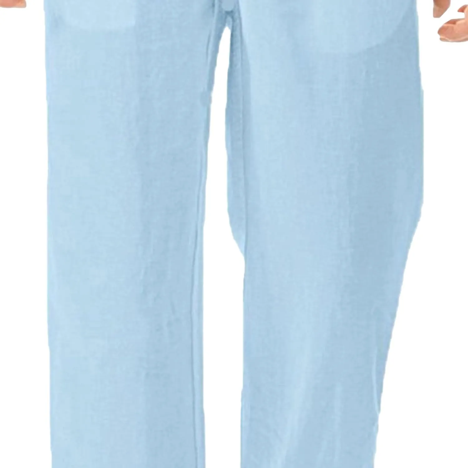 Men's Casual Elastic Waist Lantern Pants Lightweight Linen Lounge Trousers Classic Jogger Yoga Loose Chinos