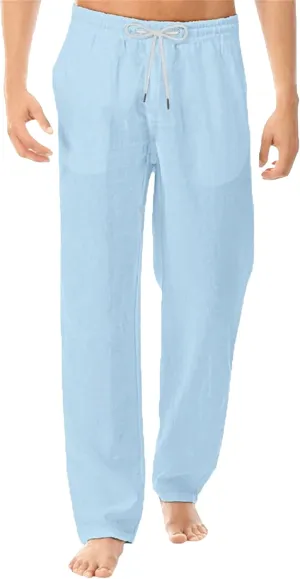Men's Casual Elastic Waist Lantern Pants Lightweight Linen Lounge Trousers Classic Jogger Yoga Loose Chinos