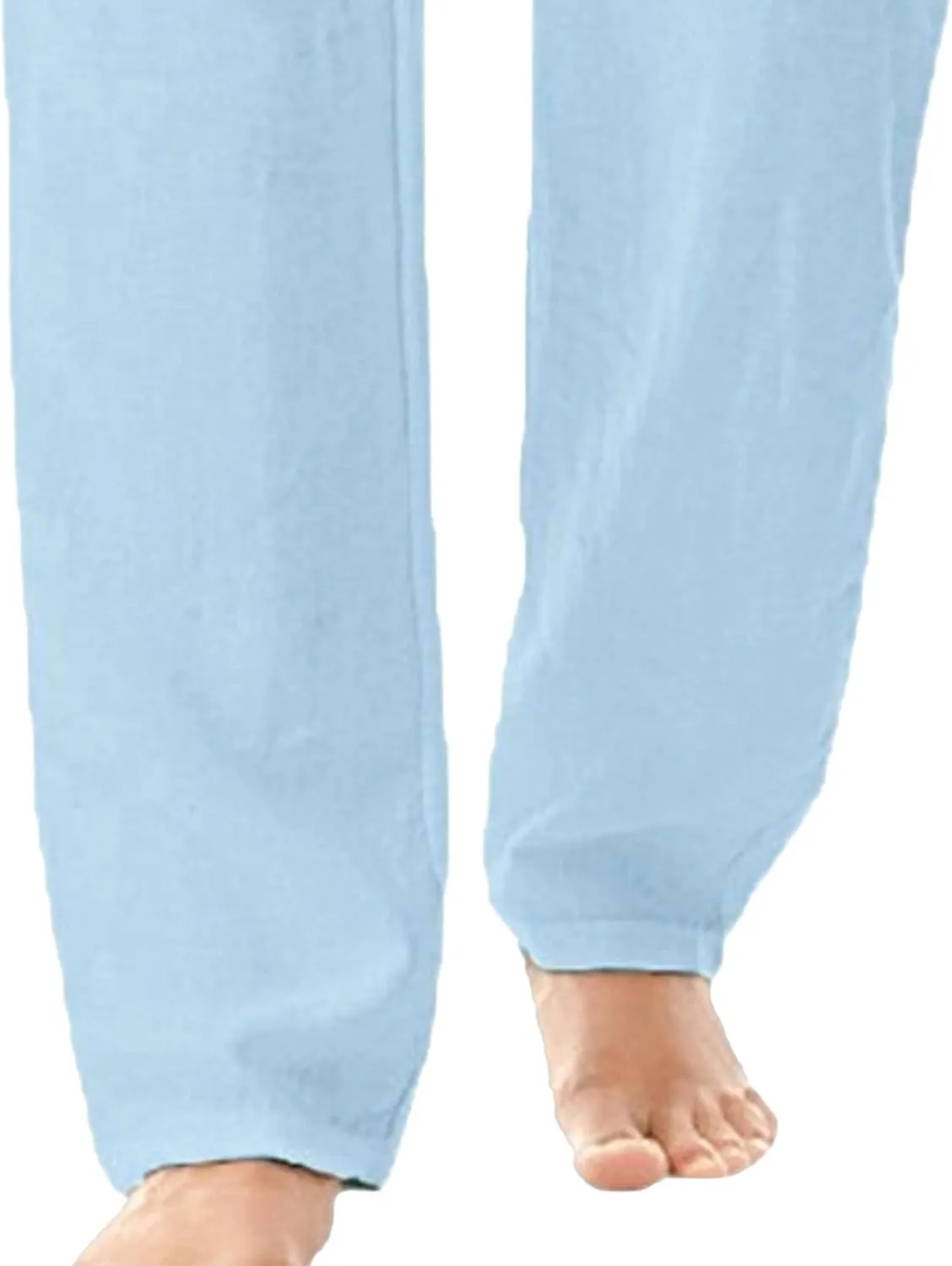 Men's Casual Elastic Waist Lantern Pants Lightweight Linen Lounge Trousers Classic Jogger Yoga Loose Chinos